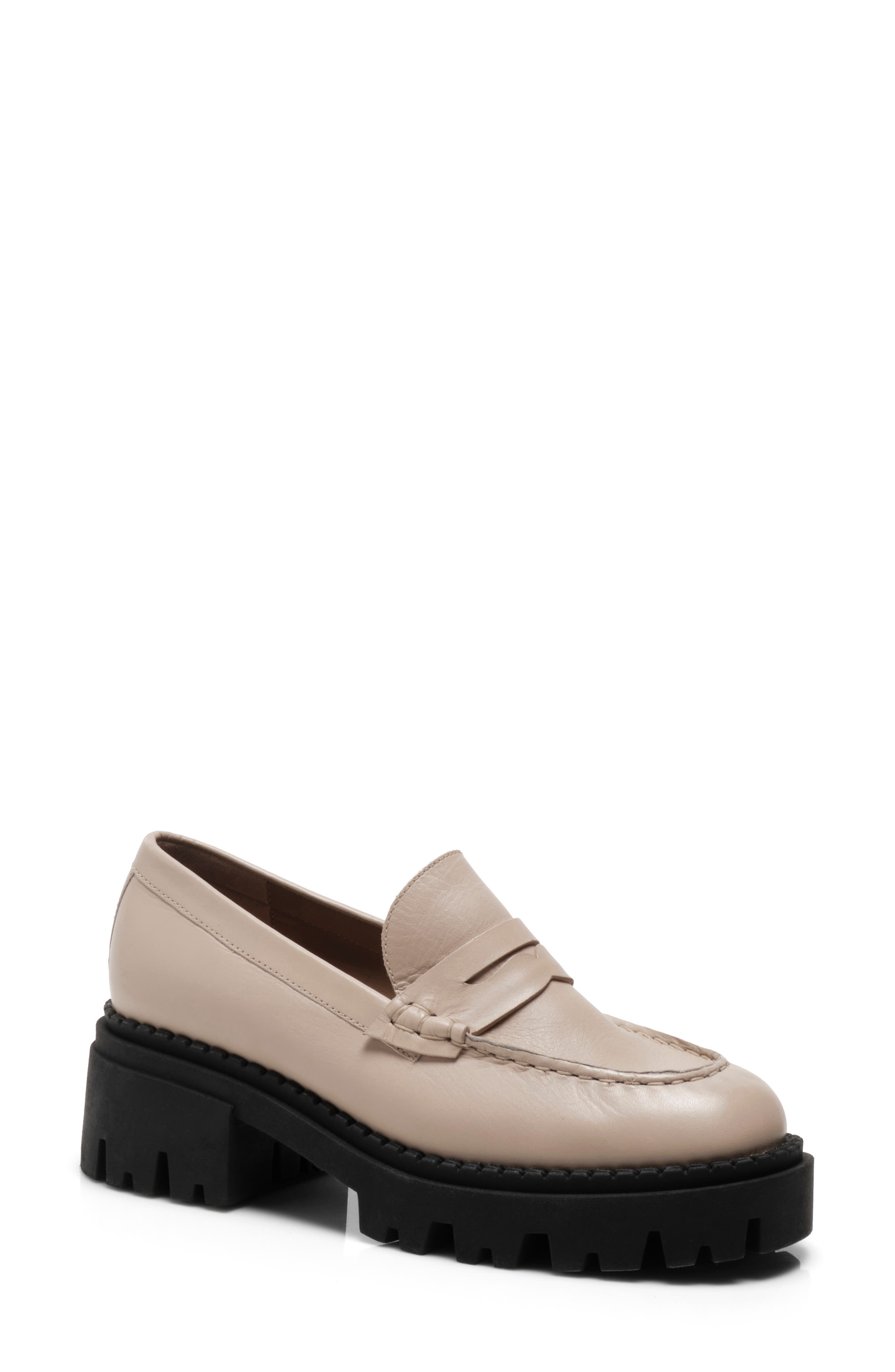 Lyra Lug Sole Loafer, Main, color, PEARL SAND