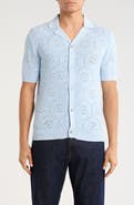 JASON WU Pointelle Knit Short Sleeve Button-Up Shirt