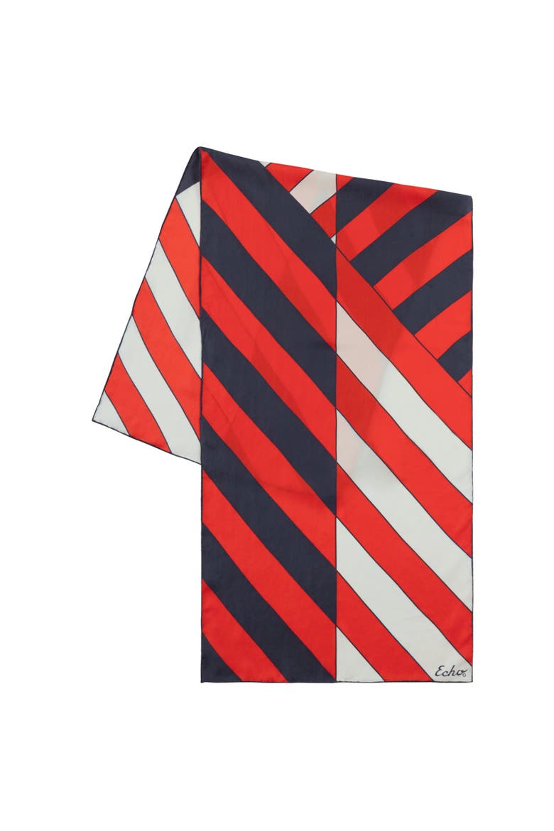 Stripe Silk Oblong, Main, color, Red/Navy