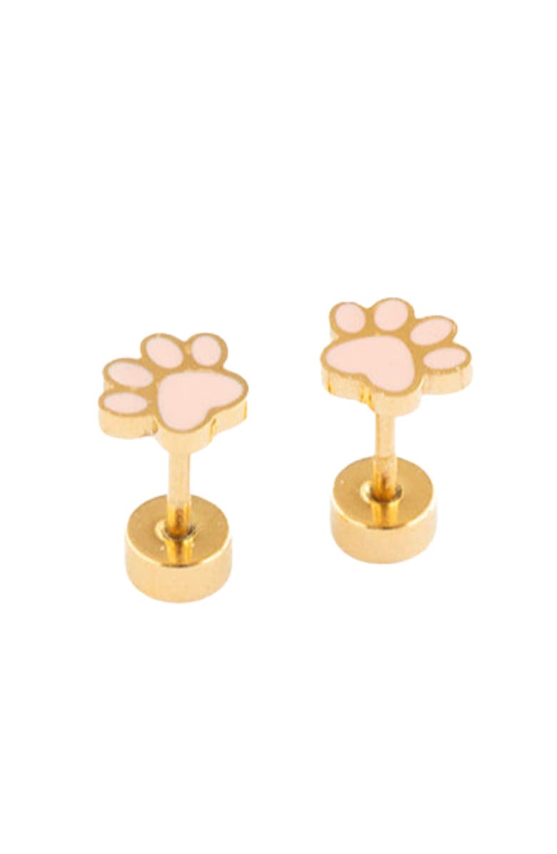 Pip Pop Paw Print Stud Earrings, Main, color, Pink