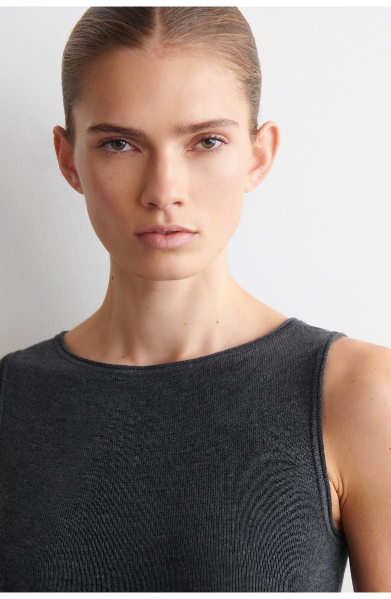 COS Seamless Merino Wool Mini Dress, Alternate, color, Charcoal Mélange