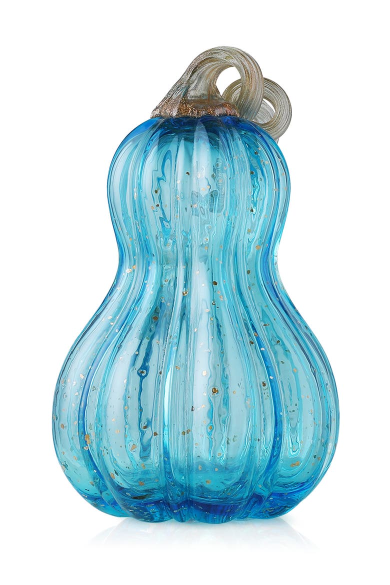 Fall Glass Gourd Pumpkins with Glitter, Alternate, color, Blue