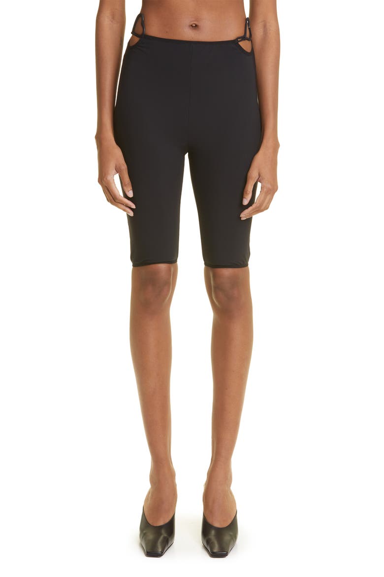 Heart Hip Detail Biker Shorts, Main, color, BLACK BLACK