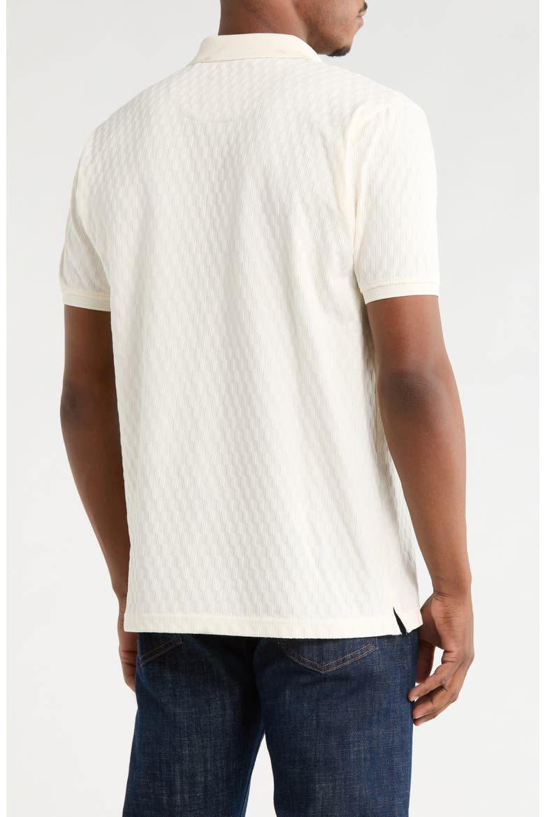 Geo Textured Short Sleeve Polo, Alternate, color, ECRU