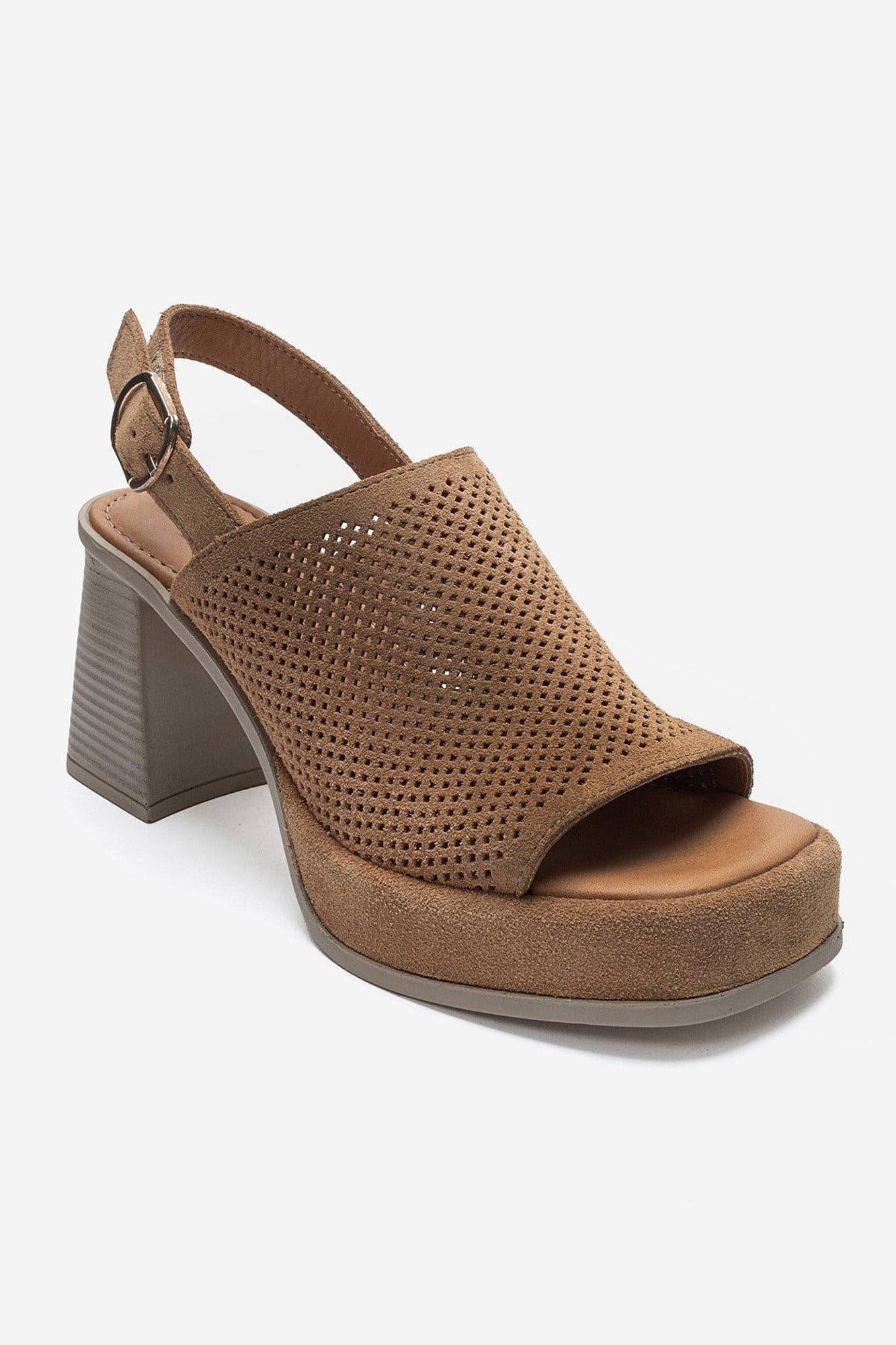 Penvia Block Heel Leather Platform Sandal, Alternate, color, Cognac Suede