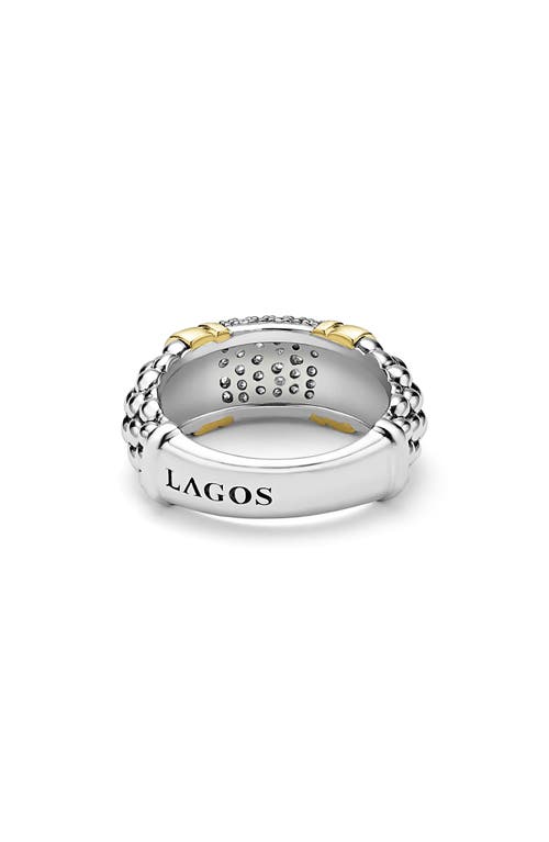 Lagos Signature Caviar Pavé Diamond Ring, 9mm In Two-tone