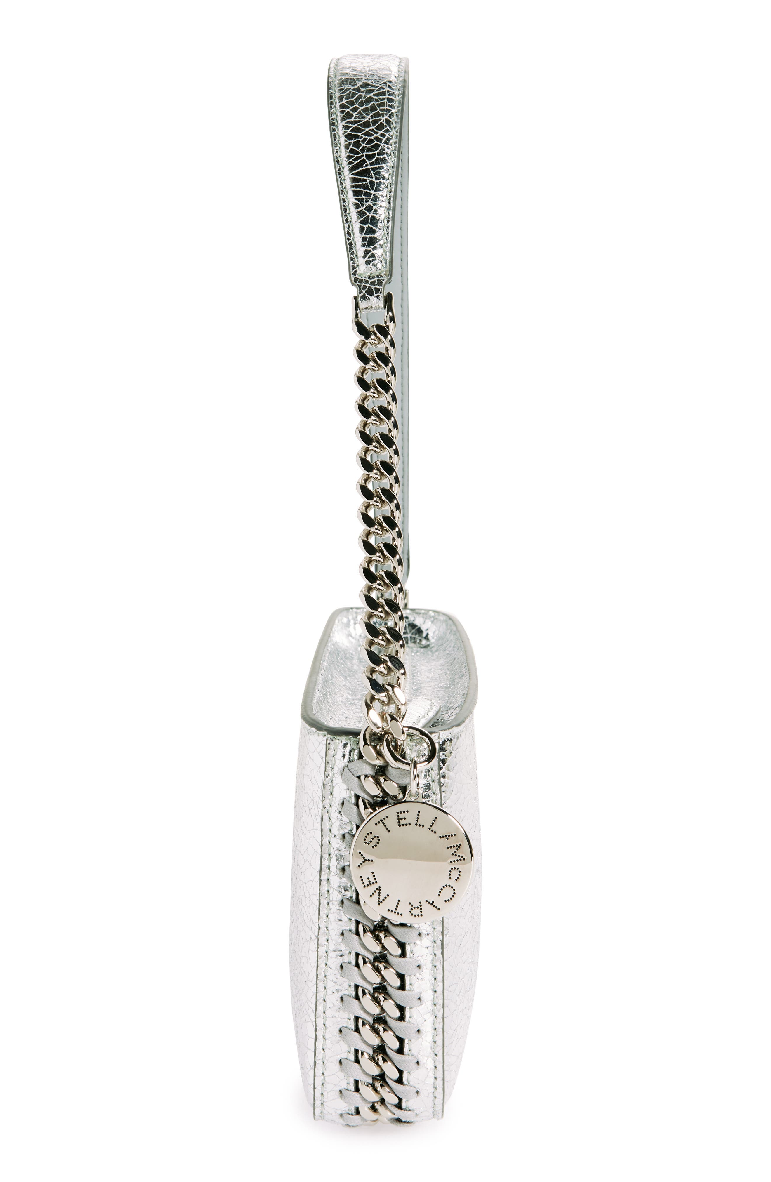 Stella McCartney Chain Metallic Faux Leather Shoulder Bag, Alternate, color, 