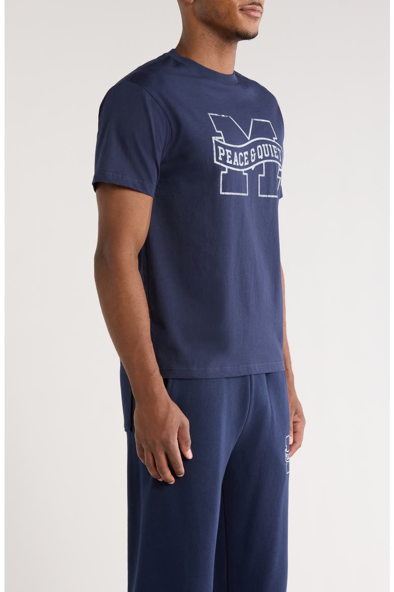 Banner Logo Cotton T-Shirt, Alternate, color, NAVY