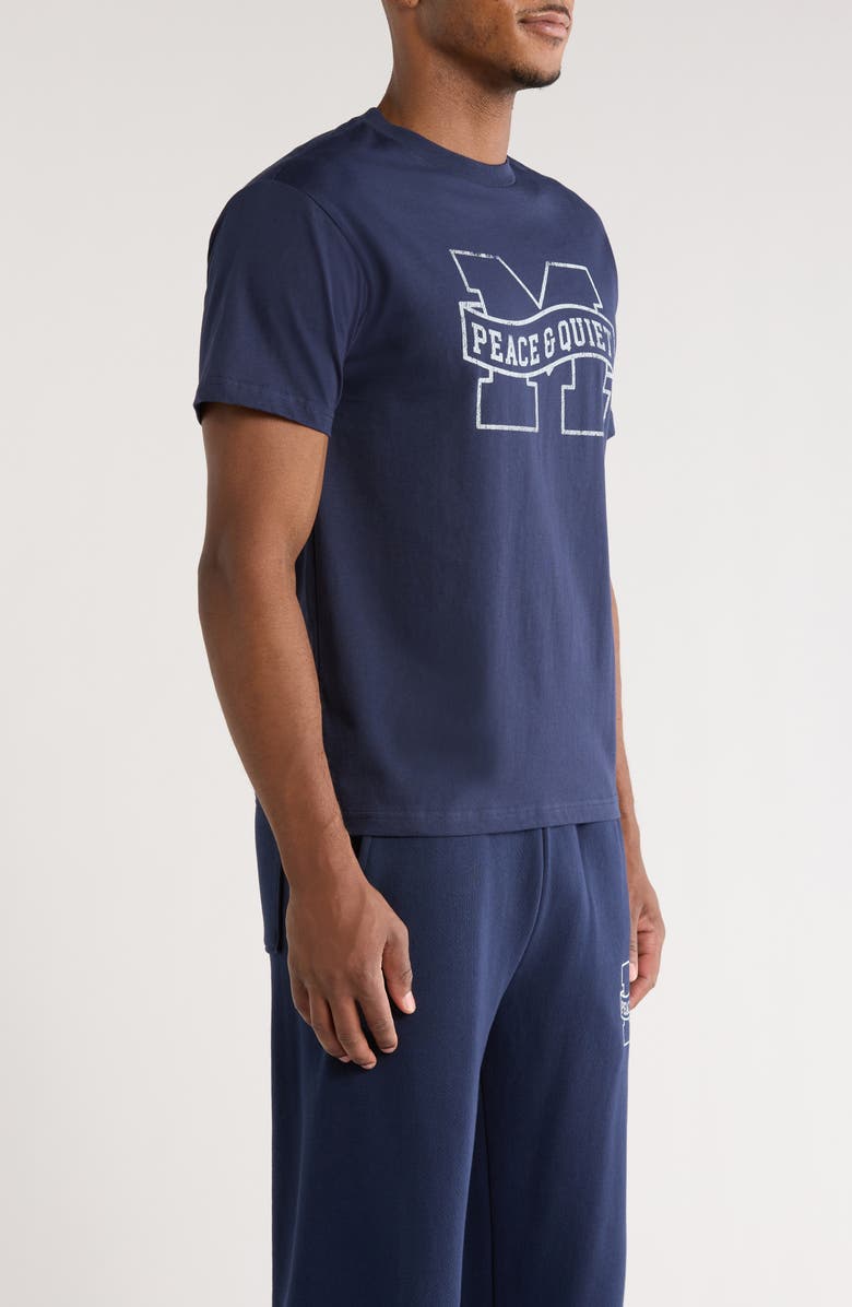 Museum of Peace & Quiet Banner Logo Cotton T-Shirt, Alternate, color, Navy