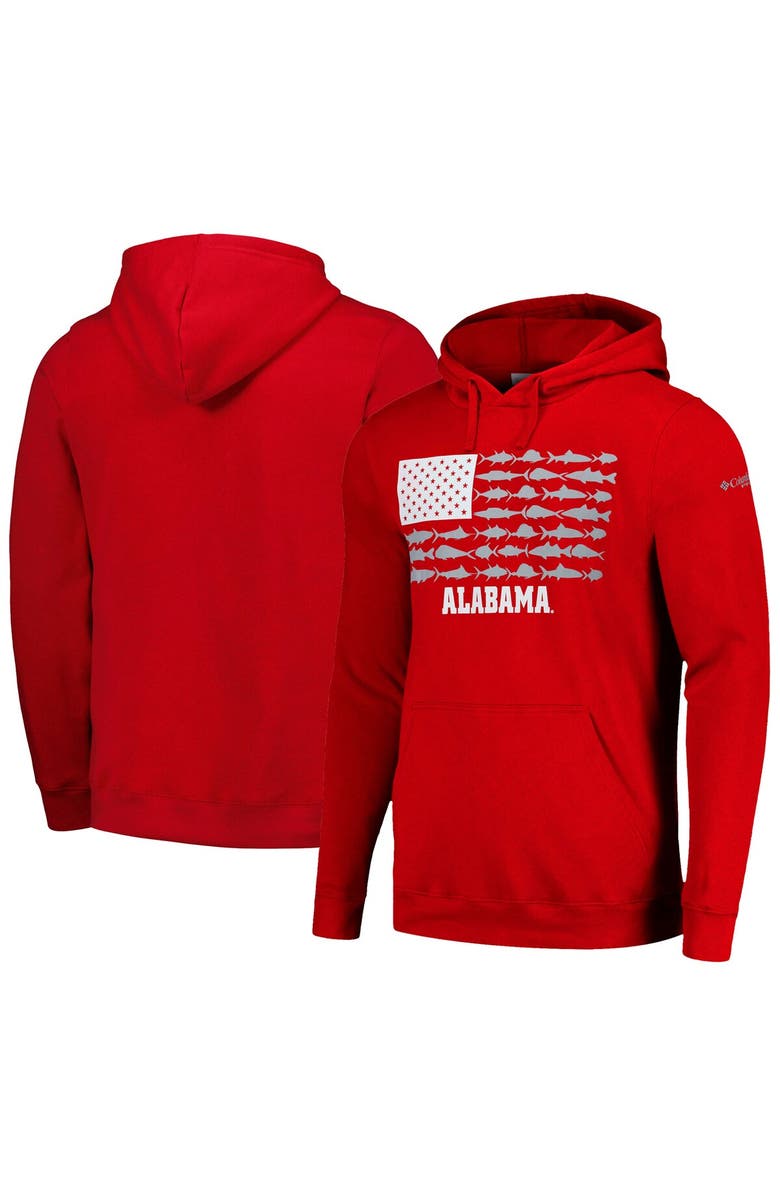 Columbia Men's Columbia Crimson Alabama Crimson Tide PFG Fish Flag II Pullover Hoodie, Main, color, Crimson