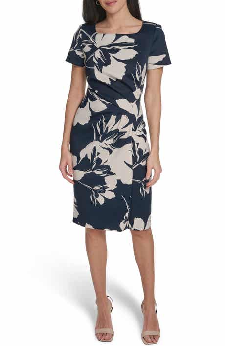 Square Neck Floral Sheath Dress