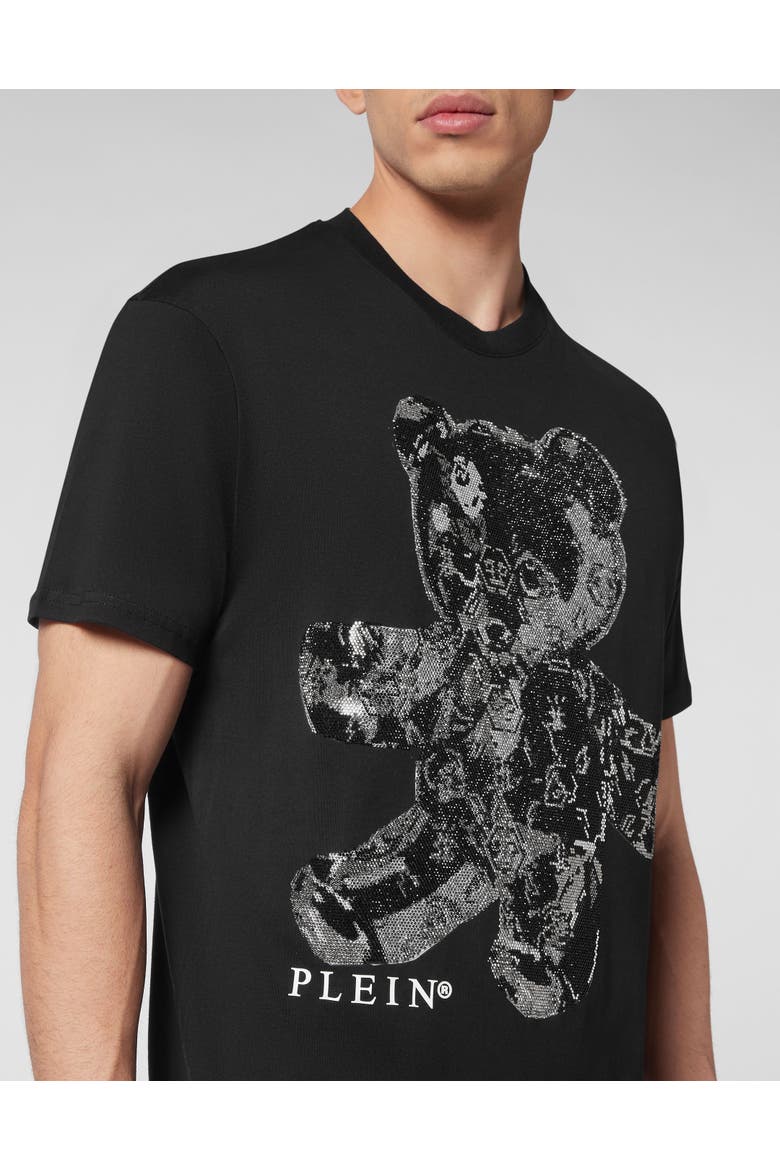 T-Shirt Round Neck Ss Teddy Glass Men, Alternate, color, black