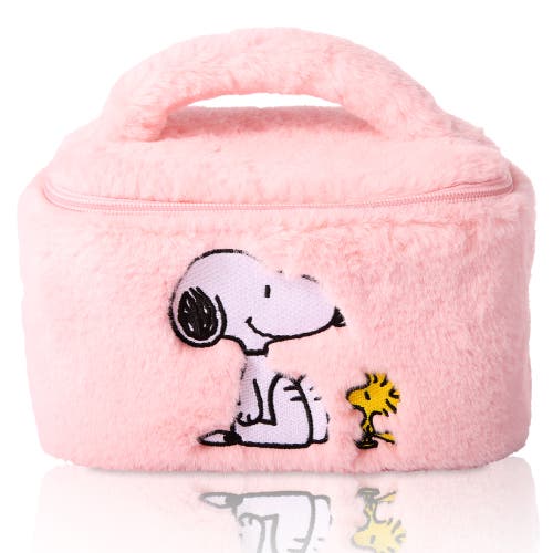 Peanuts Snoopy Fluffy Cosmetic Bag For Travel In Pink