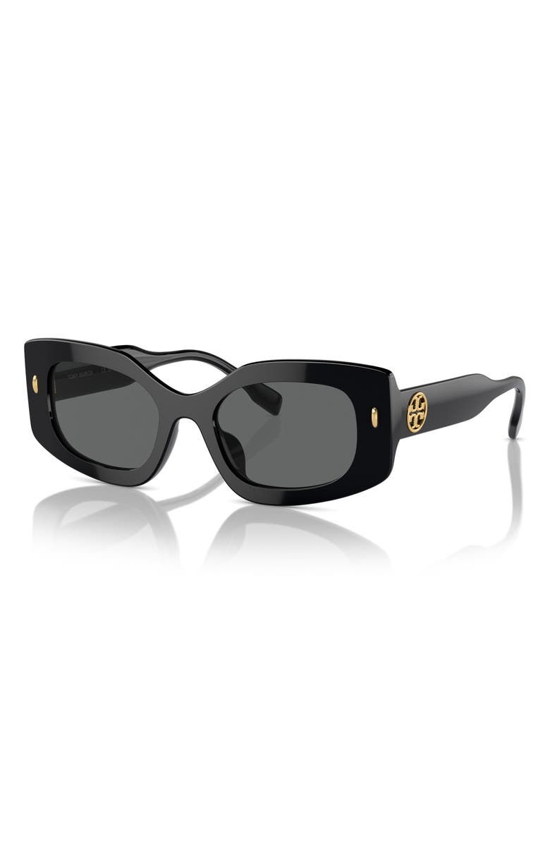 Tory Burch 50mm Irregular Sunglasses, Alternate, color, Black