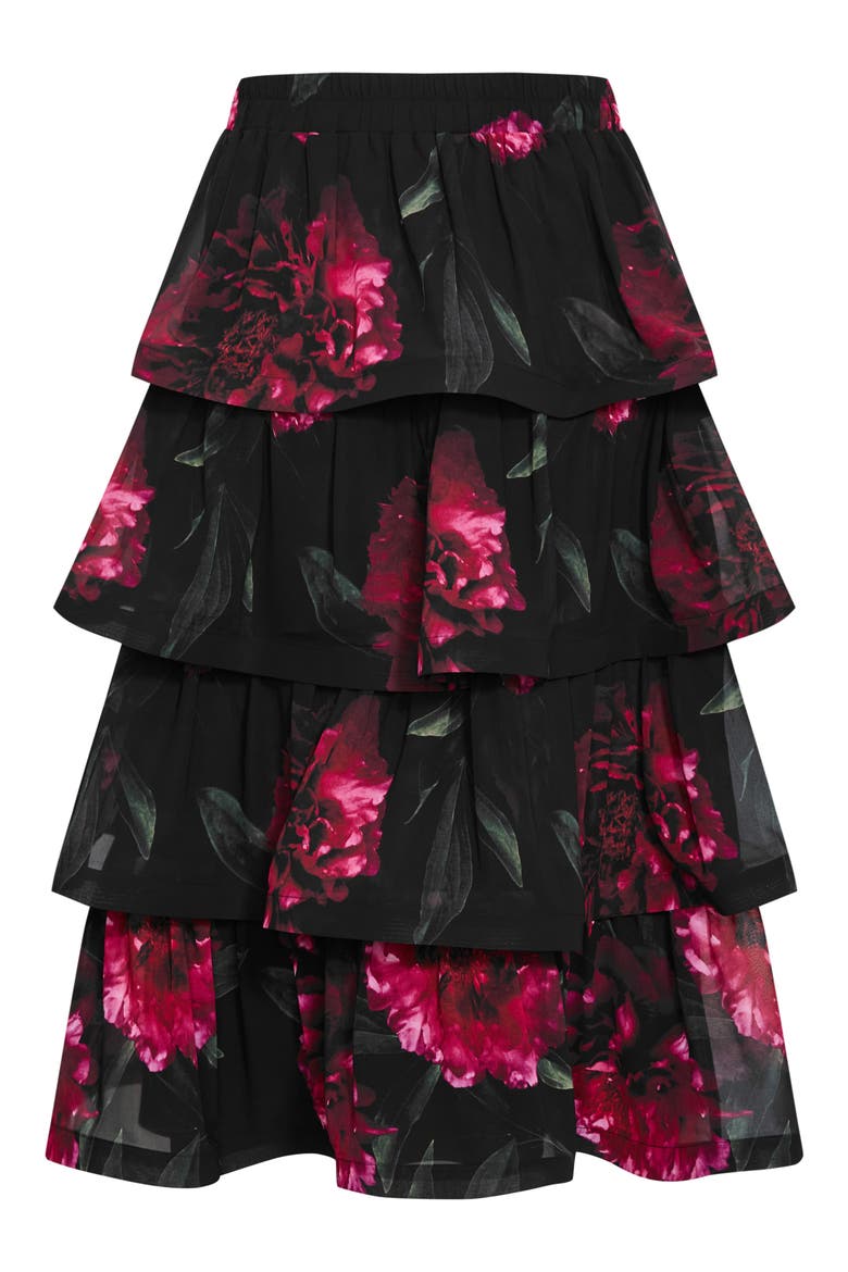 Bianka Floral Print Ruffle Skirt, Alternate, color, LUSH BLOOM