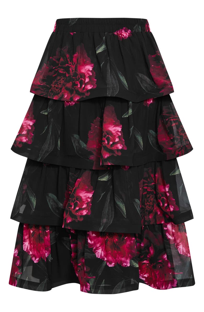 City Chic Bianka Floral Print Ruffle Skirt, Alternate, color, Lush Bloom
