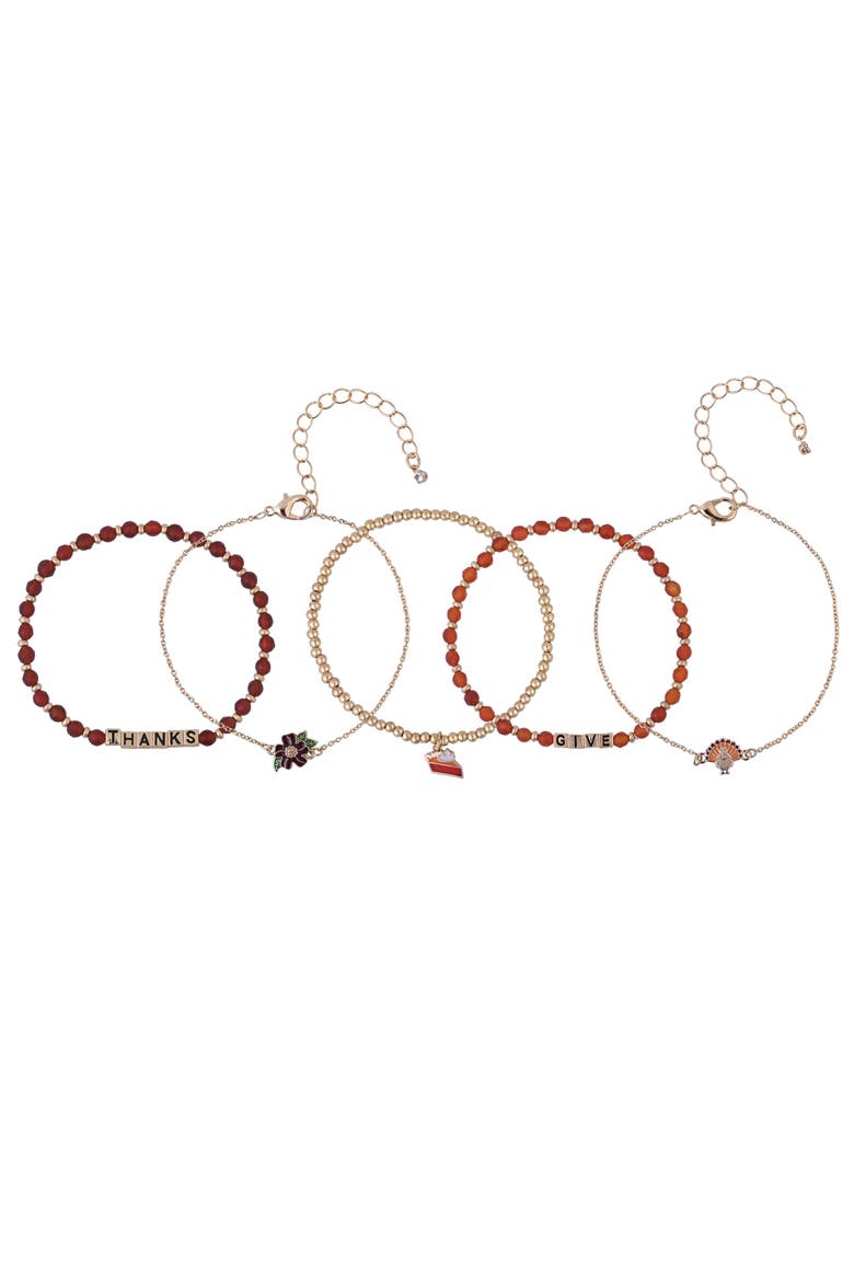8pc Fall Theme Bracelet Set, Main, color, Orange