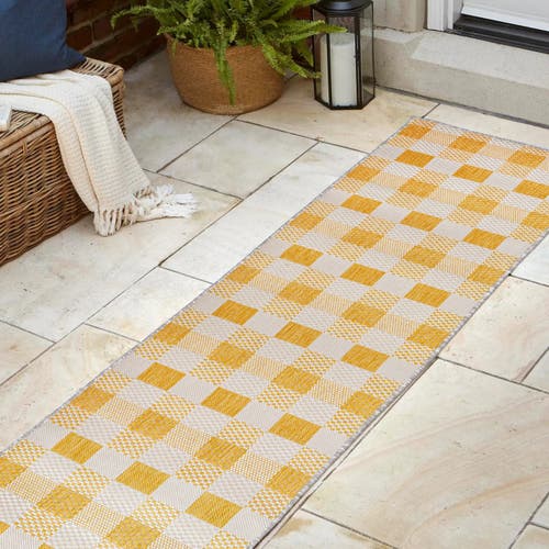 Jonathan Y Darcy Traditional Geometric Bold Gingham Indoor/outdoor Area Rug In Yellow/cream
