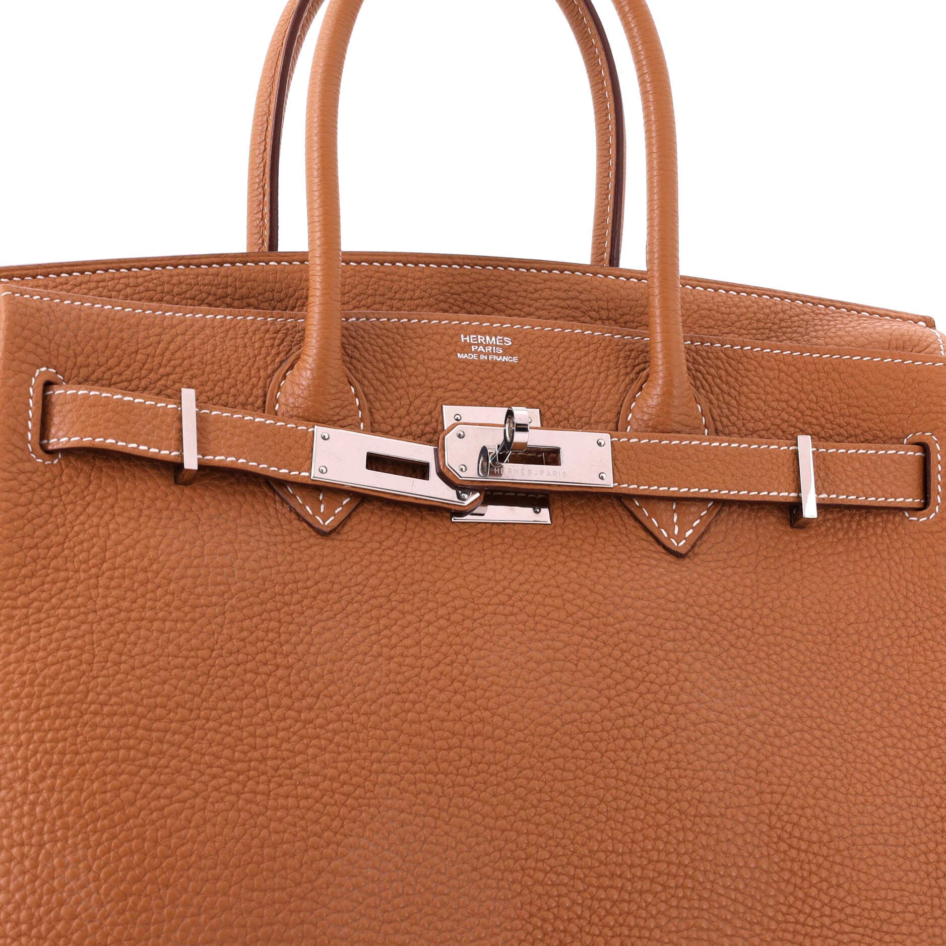Birkin Handbag Brown Togo with Palladium Hardware 30, Alternate, color, Gold