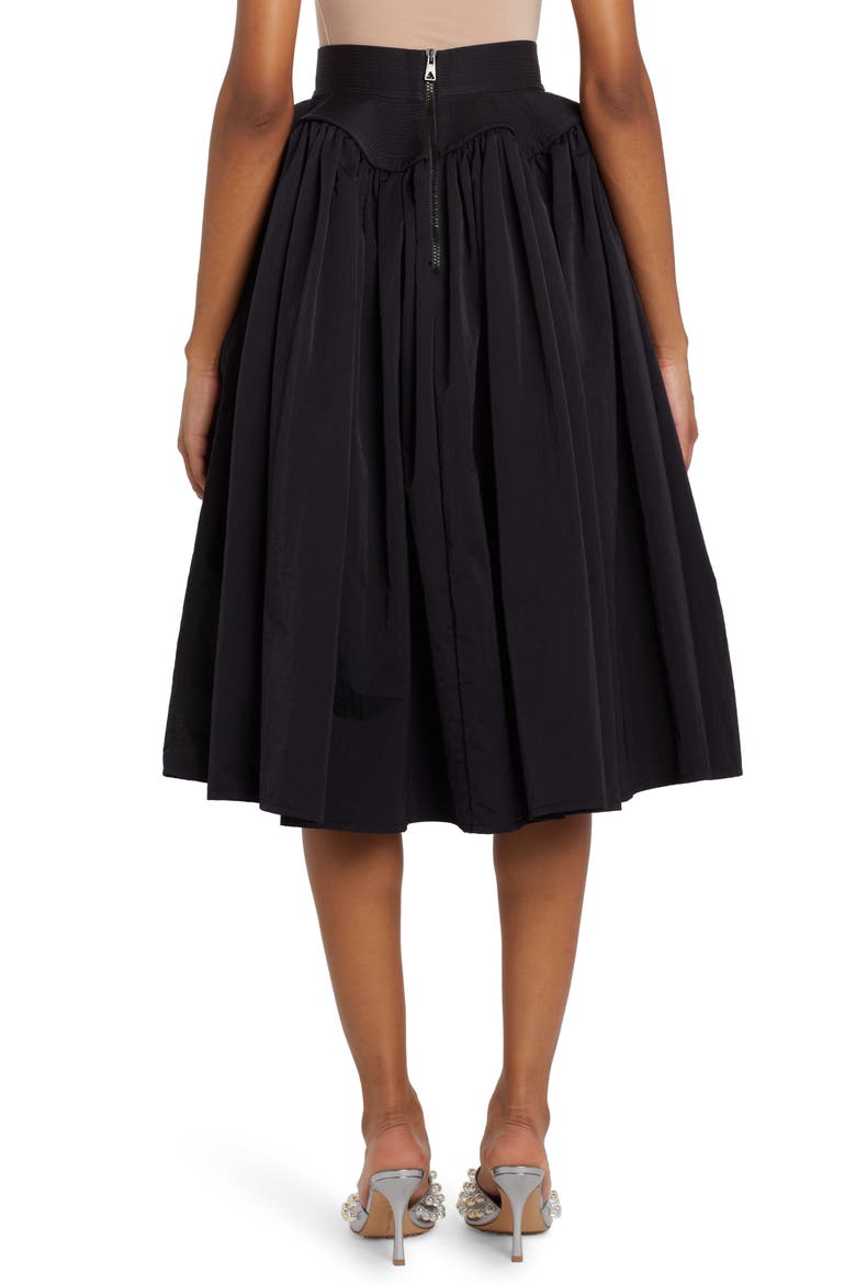 Peplum Gathered Nylon Skirt, Alternate, color, BLACK