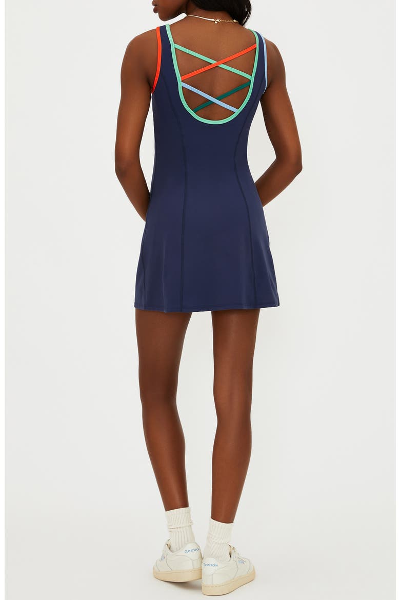 Amaris Colorpop Trim Active Skirted Romper, Alternate, color, CAPE COD COLORBLOCK