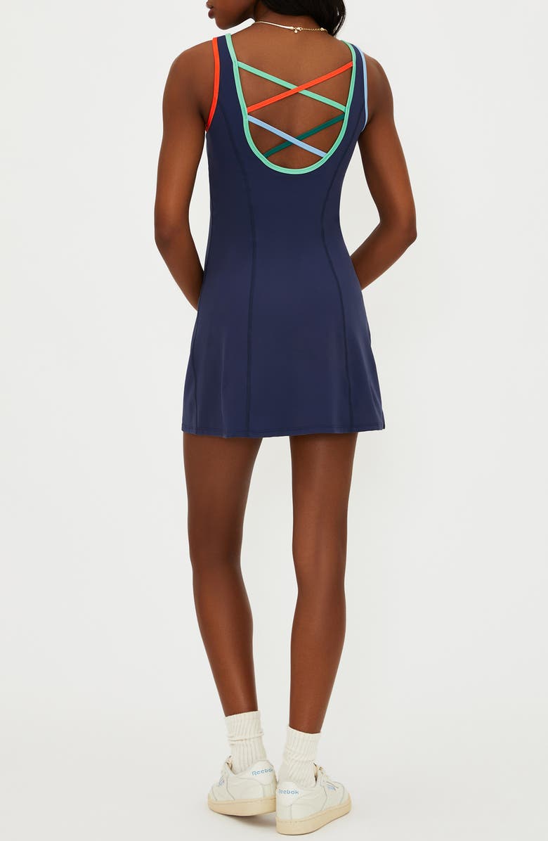 Beach Riot Amaris Colorpop Trim Active Skirted Romper, Alternate, color, Cape Cod Colorblock