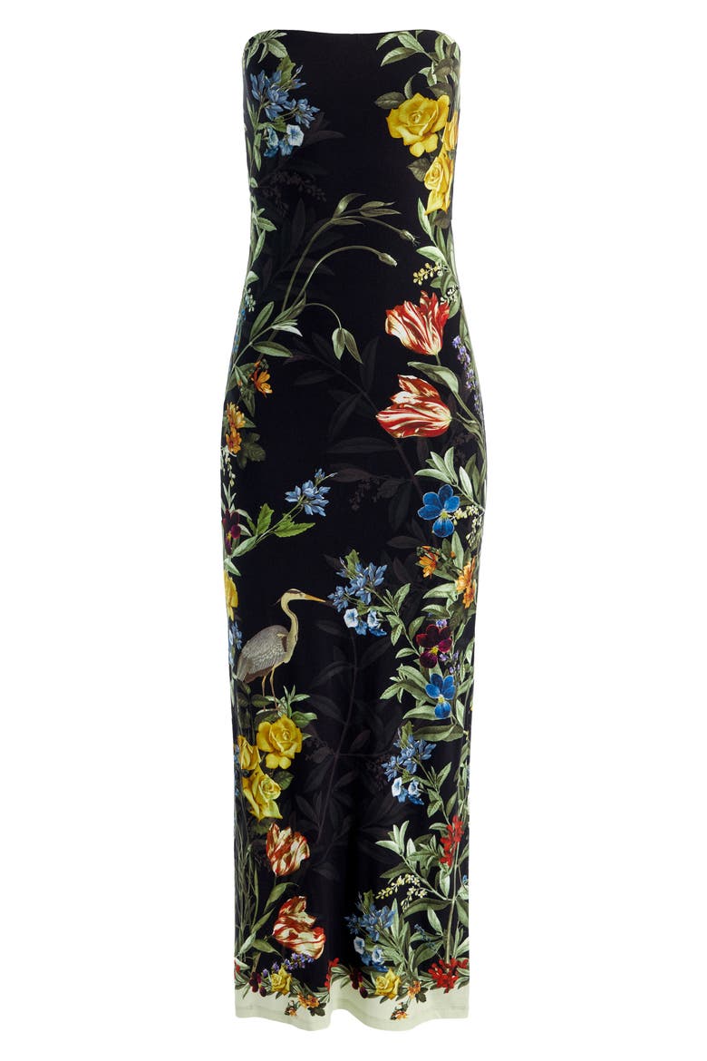 Delora Strapless Midi Dress, Alternate, color, DESERT SPRIGS BLACK