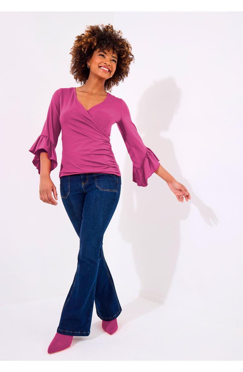 Joe Browns Stretch Knit Bell Sleeve Top, Alternate, color, Hot Pink