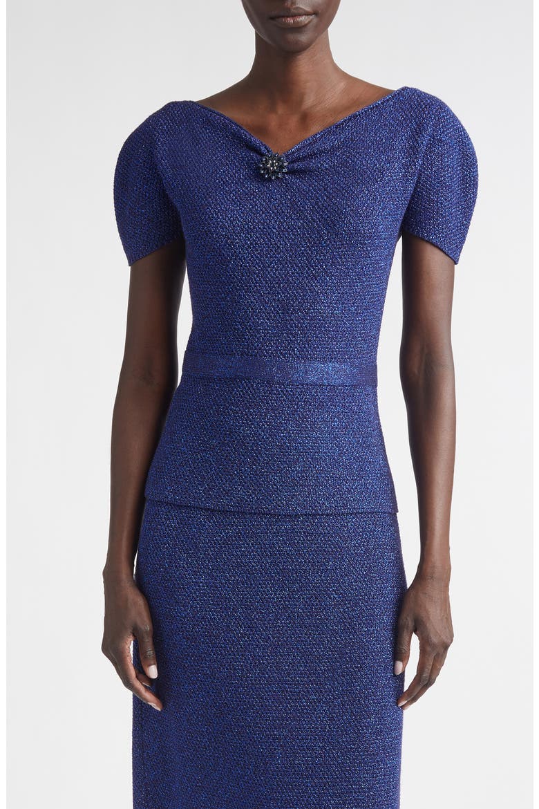 Loretta Metallic Knit Sweater, Main, color, MIDNIGHT/ COBALT METALLIC