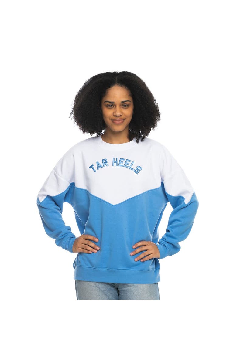 ZOOZATZ Women's ZooZatz White North Carolina Tar Heels Bestie Oversized Pullover Sweatshirt, Alternate, color, White