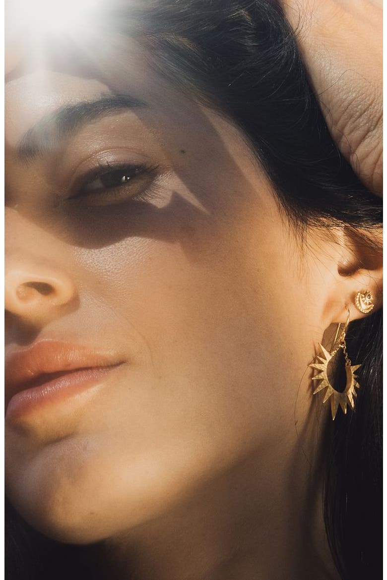 Lucent Glow Starburst Linear Drop Earrings, Alternate, color, Gold