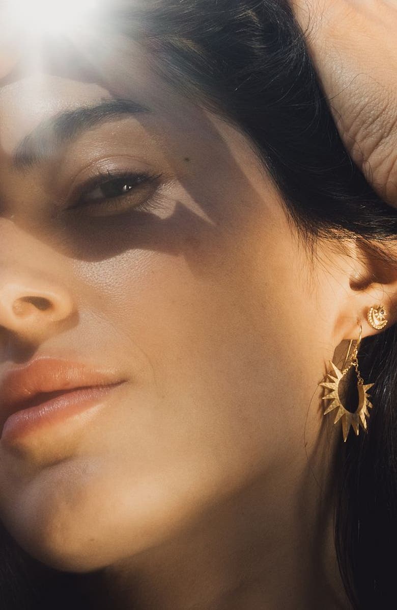 Satya Jewelry Lucent Glow Starburst Linear Drop Earrings, Alternate, color, Gold