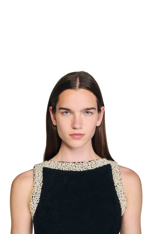 Sandro Short Beaded Dress In Black