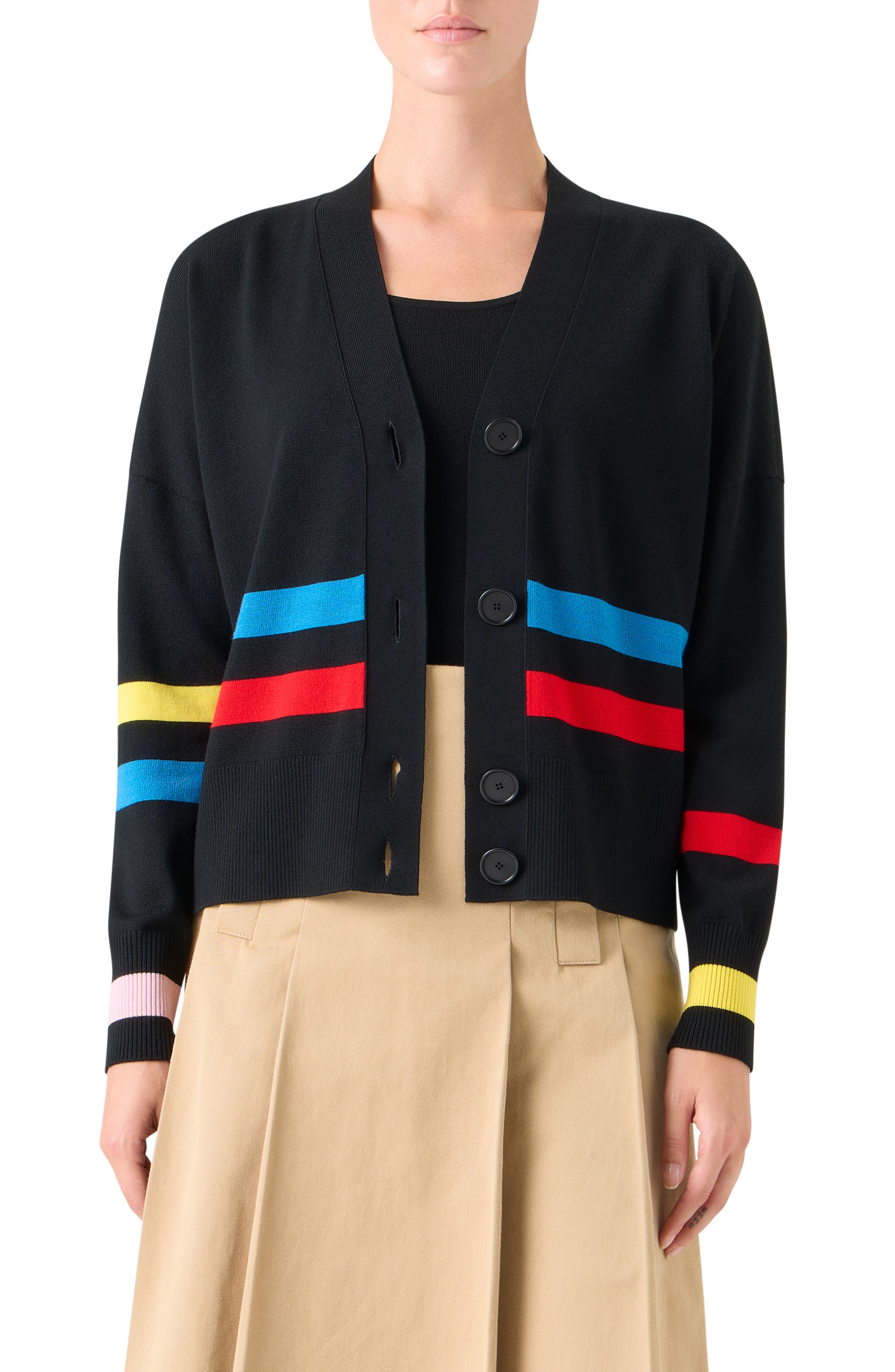Stripe Virgin Wool Cardigan