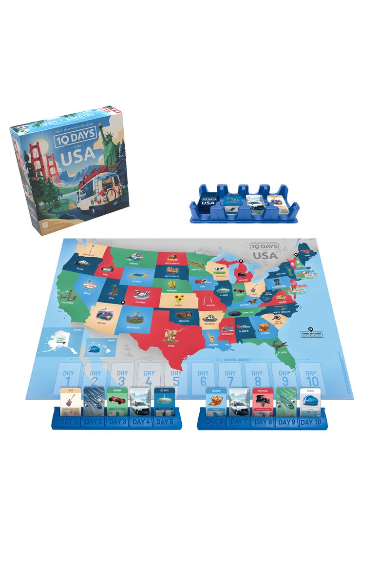 10 Days In The Usa Strategy Board Game, Ages 8+, Alternate, color, Multicolored