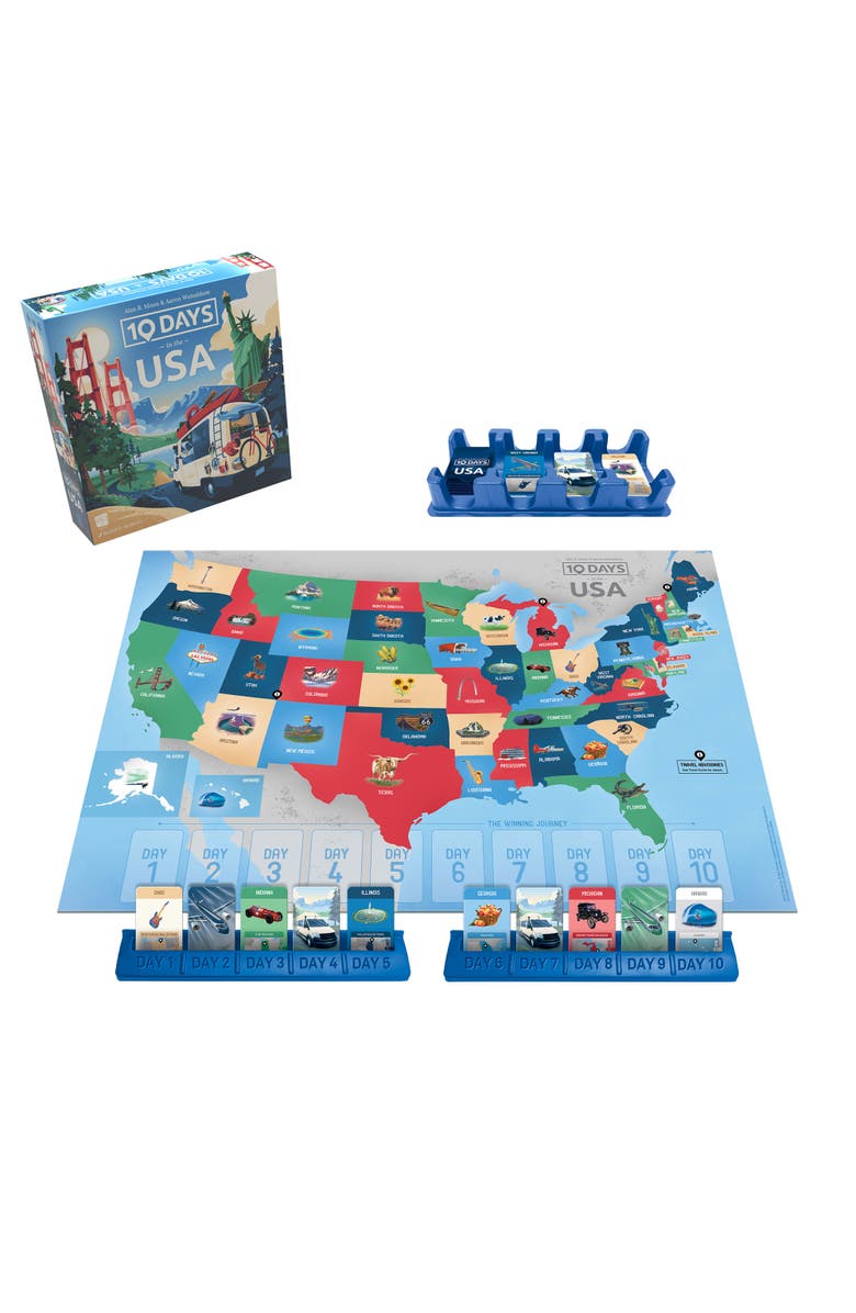 USAOPOLY 10 Days In The Usa Strategy Board Game, Ages 8+, Alternate, color, Multicolored