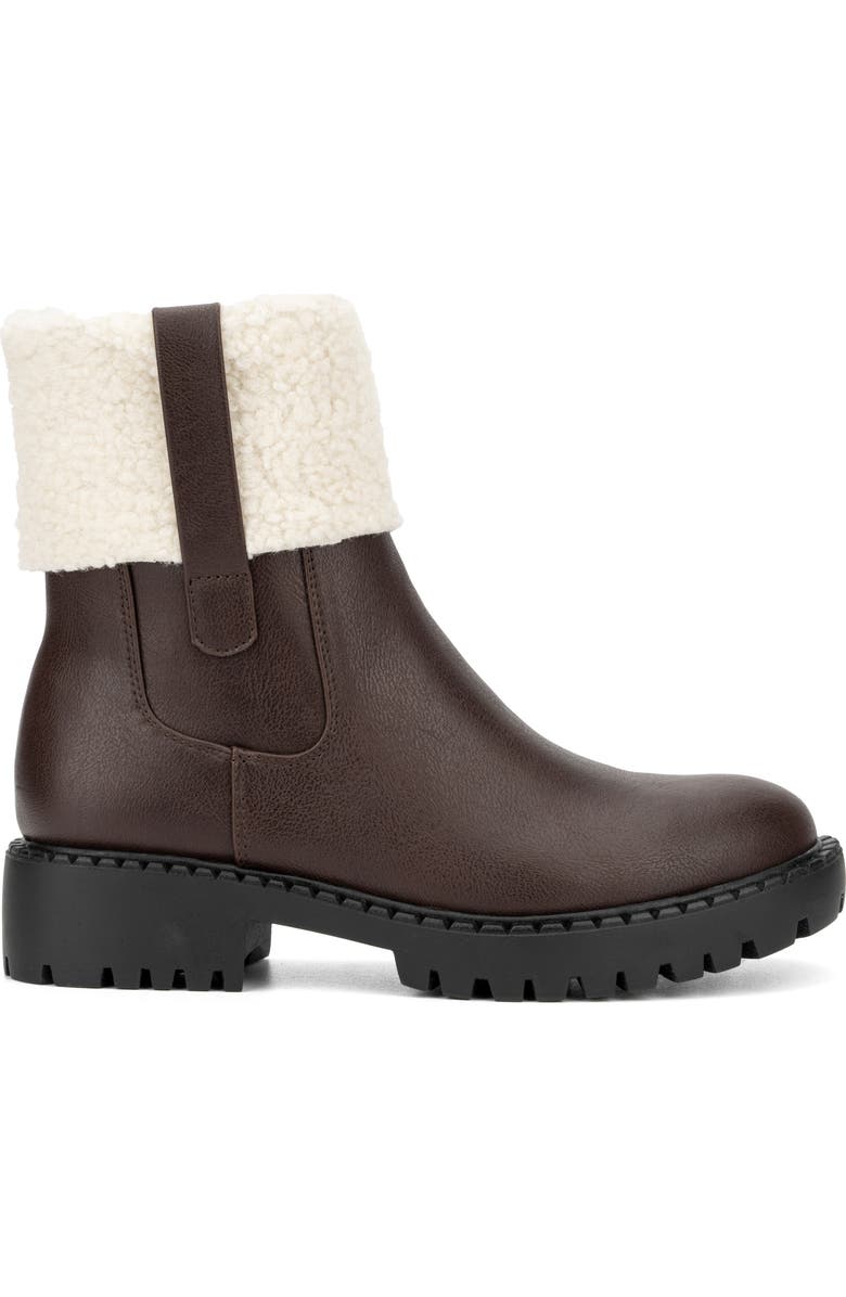 NEW YORK AND COMPANY Nelli Faux Shearling Collar Boot, Alternate, color, Brown
