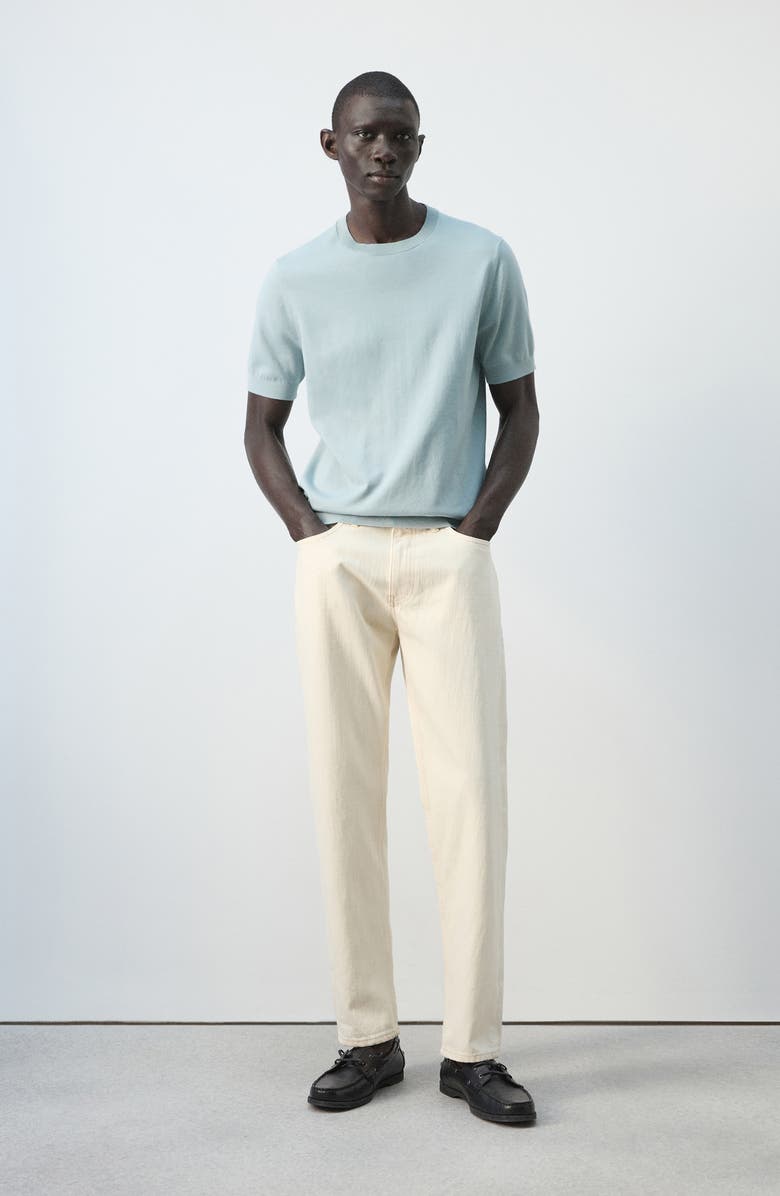 MANGO Fine Knit Cotton T-Shirt, Alternate, color, Aqua Green