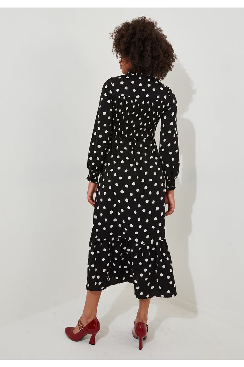 Long Sleeve Smocked Midi Dress, Alternate, color, SCATTERED DOT