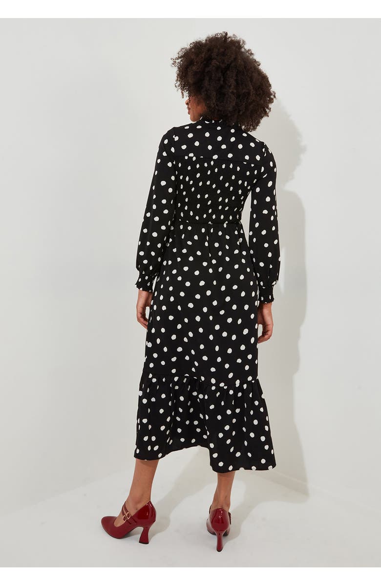 Joe Browns Long Sleeve Smocked Midi Dress, Alternate, color, Scattered Dot
