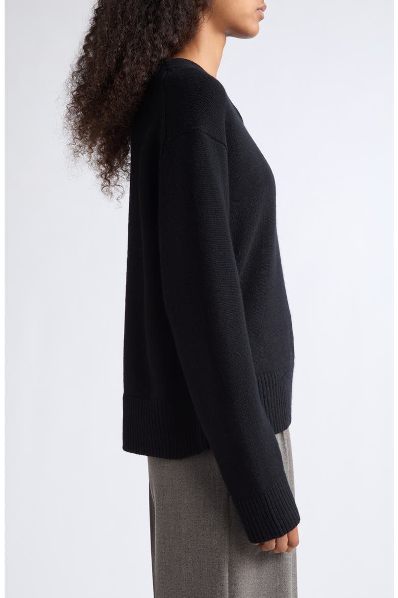 Mari Wool & Cashmere V-Neck Sweater, Alternate, color, BLACK