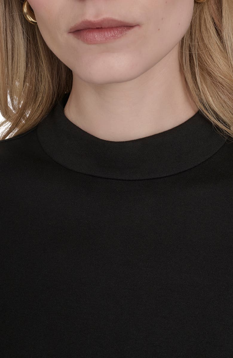 Eliza J Mock Neck Long Sleeve Mixed Media Dress, Alternate, color, Black Ivory