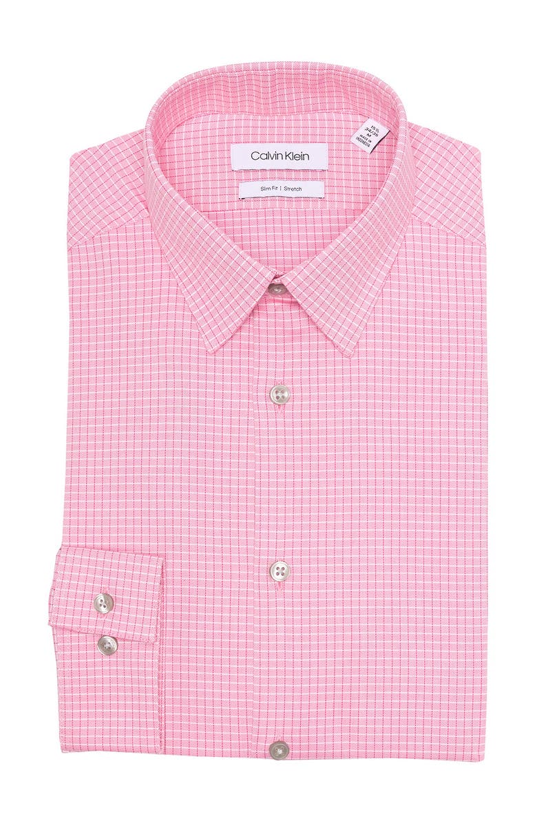 Calvin Klein Windowpane Print Stretch Slim Fit Dress Shirt, Main, color,