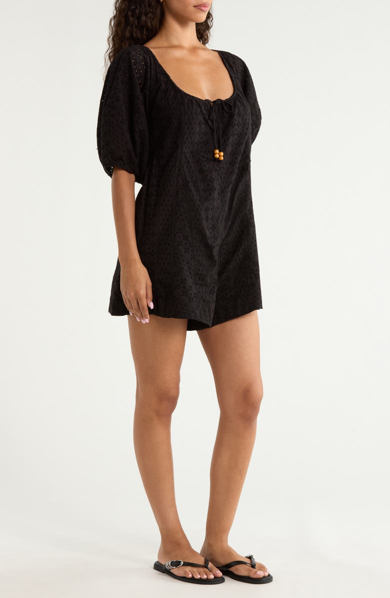 Elan Tie Waist Cover-Up Romper, Alternate, color,