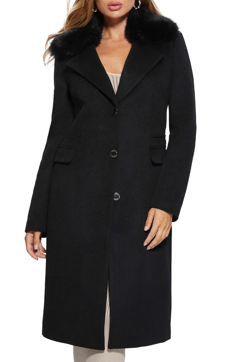 GUESS New Laurence Coat with Detachable Faux Fur Collar, Main, color,