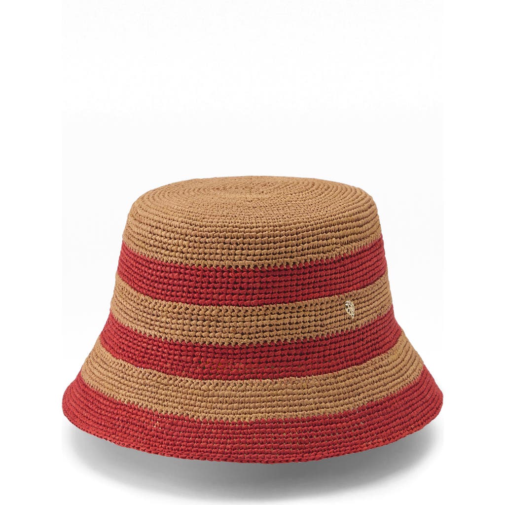 Helen Kaminski Aleki Raffia Crochet Bucket Hat In Nougat/tropical