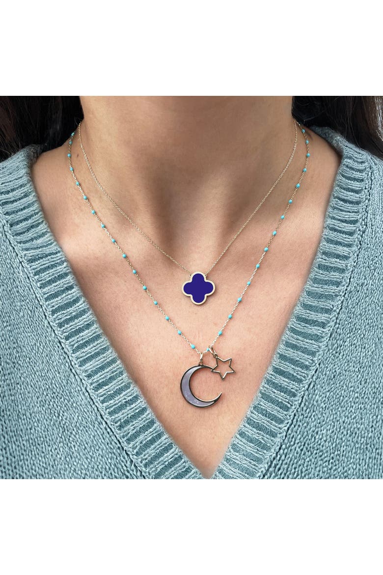Extra Large Lapis Single Clover Necklace, Alternate, color, Lapis