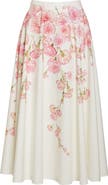 Giambattista Valli Carnation Print Cotton Poplin Skirt