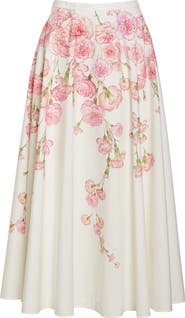 Giambattista Valli Carnation Print Cotton Poplin Skirt