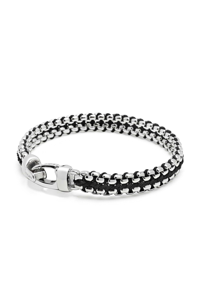 Woven Box Chain Bracelet, Alternate, color, Black/Silver
